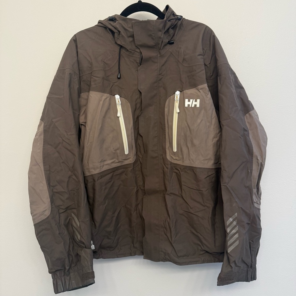 Helly Hansen Men’s Two-Tone Brown Hooded waterproof Jacket
